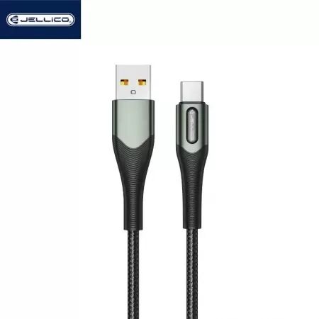 Cable Usb vers USB-C/Type C (3.1A) 1 mètre avec embouts en Alluminium JELLICO B7 (Boite/BLISTER) noir