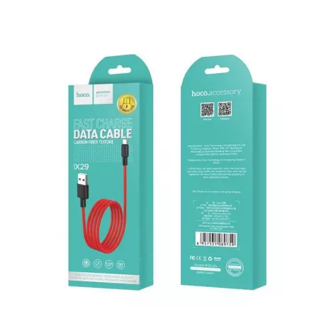 Cable Usb vers USB-C/Type C 1 mètre HOCO X29 (Boite/BLISTER)rouge