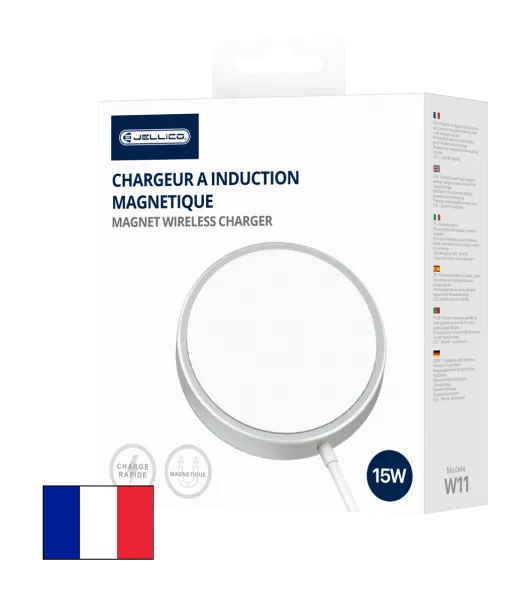 Chargeur � induction magn�tique (15W) JELLICO W11 (Boite/blister) blanc