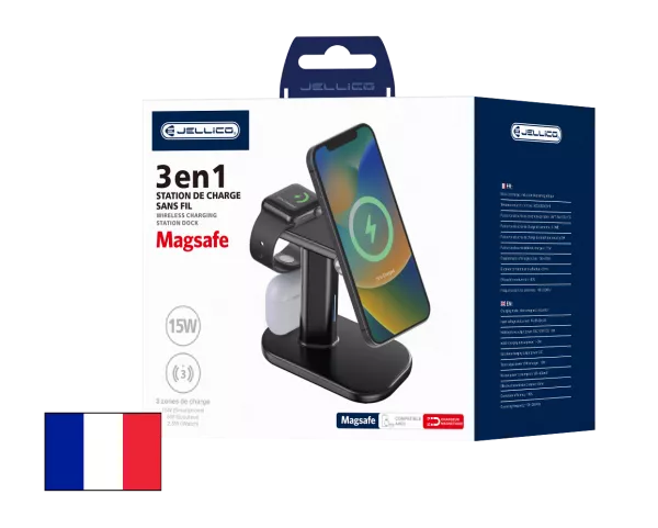 Chargeur � induction magn�tique 3 en 1 JELLICO W13 (Boite/blister) noir