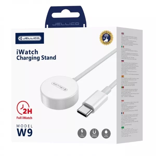 Chargeur � induction magn�tique montre connect�e / type C JELLICO W9 (Boite/blister) blanc