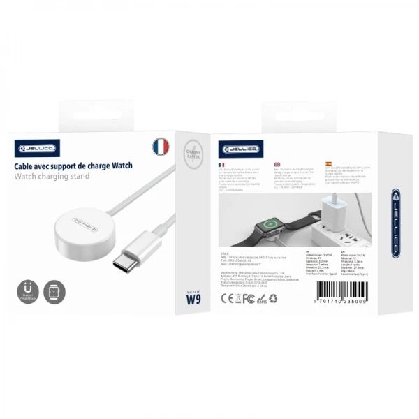 Chargeur à induction magnétique montre connectée / type C JELLICO W9 blanc Chargeur à induction magnétique montre connectée / type C JELLICO W9 blanc