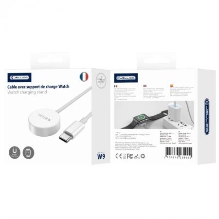 Chargeur &agrave; induction magn&eacute;tique montre connect&eacute;e / type C JELLICO W9 blanc