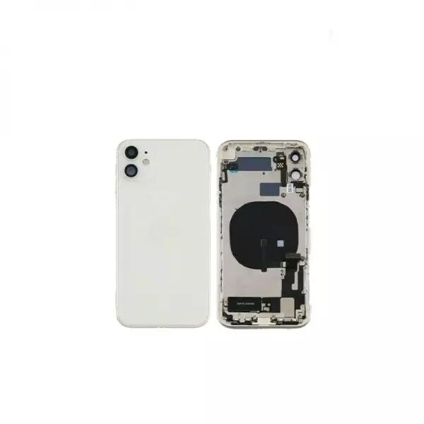 Chassis central avec face arri�re compl�te avec nappes pour Iphone 11 blanc