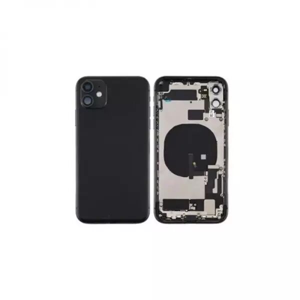 Chassis central avec face arri�re compl�te avec nappes pour Iphone 11 noir