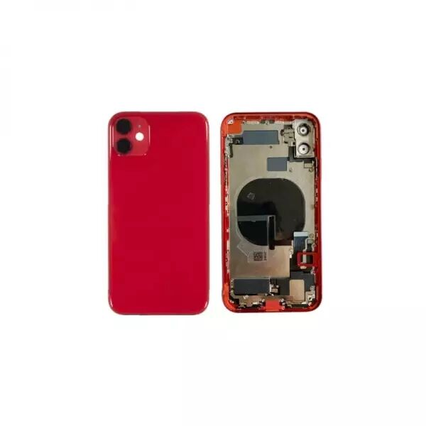 Chassis central avec face arri�re compl�te avec nappes pour Iphone 11 rouge