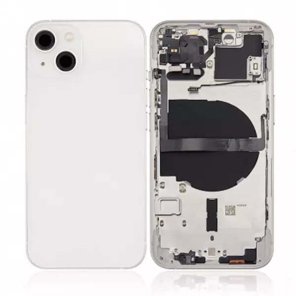 Chassis central avec face arri�re sans logo compl�te avec nappes RECONDITIONN�ES pour Iphone 13 blanc