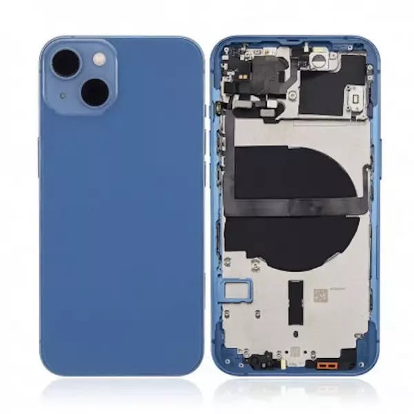 Chassis central avec face arri�re sans logo compl�te avec nappes RECONDITIONN�ES pour Iphone 13 bleu