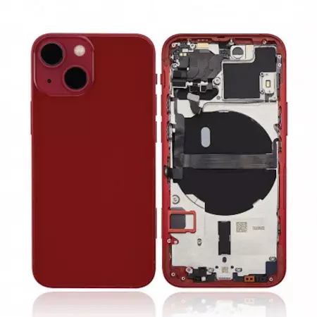 Chassis central avec face arrière sans logo complète avec nappes RECONDITIONNÉES pour Iphone 13 Mini rouge