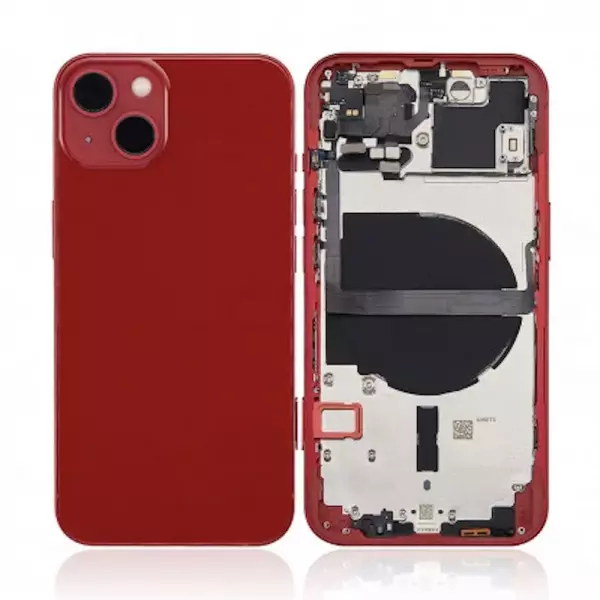 Chassis central avec face arri�re sans logo compl�te avec nappes RECONDITIONN�ES pour Iphone 13 rouge