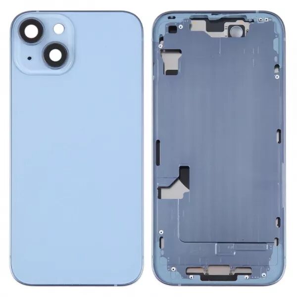 Chassis central avec face arri�re sans logo et nappe flex on/off et volume ORI iPhone 14 Plus bleu