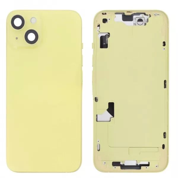 Chassis central avec face arri�re sans logo et nappe flex on/off et volume ORI iPhone 14 Plus jaune