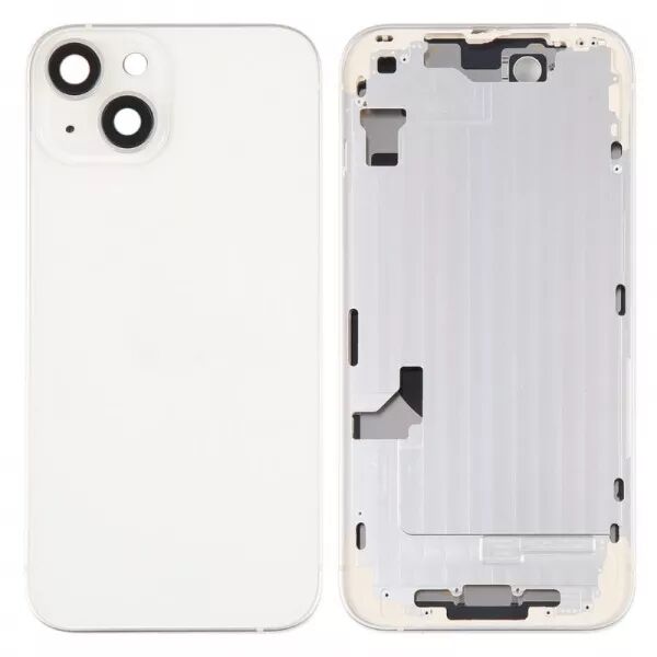 Chassis central avec face arri�re sans logo et nappe flex on/off et volume ORI iPhone 14 Plus lumi�re stellaire