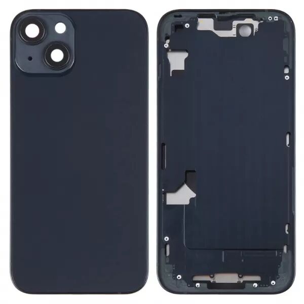 Chassis central avec face arri�re sans logo et nappe flex on/off et volume ORI iPhone 14 Plus minuit
