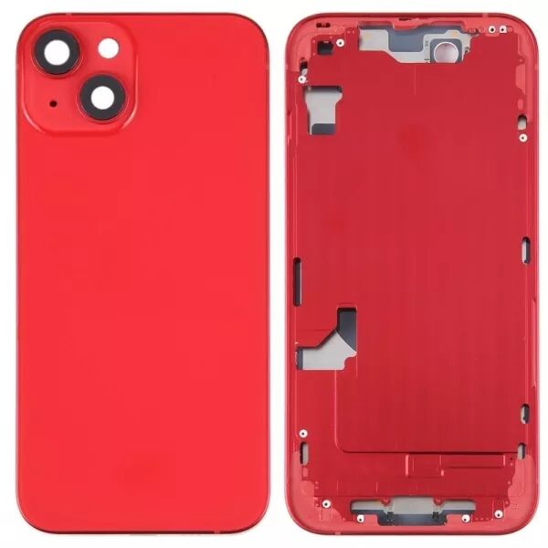 Chassis central avec face arri�re sans logo et nappe flex on/off et volume ORI iPhone 14 Plus rouge