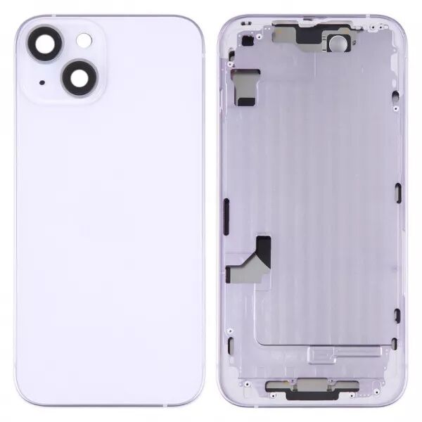 Chassis central avec face arri�re sans logo et nappe flex on/off et volume ORI iPhone 14 Plus violet