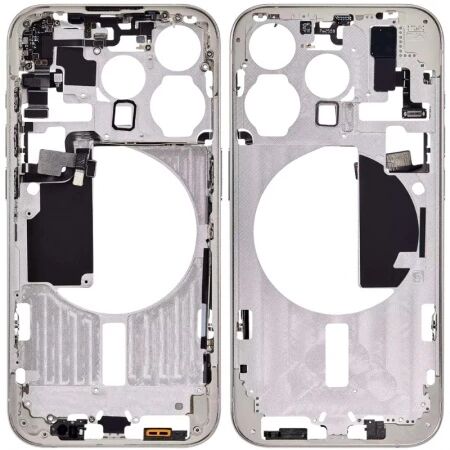 Chassis central avec nappe flex on/off et volume ORI iPhone 15 Pro titane blanc