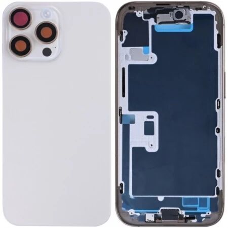 Chassis et face arri&egrave;re complete avec nappes iPhone 16 Pro Max blanc