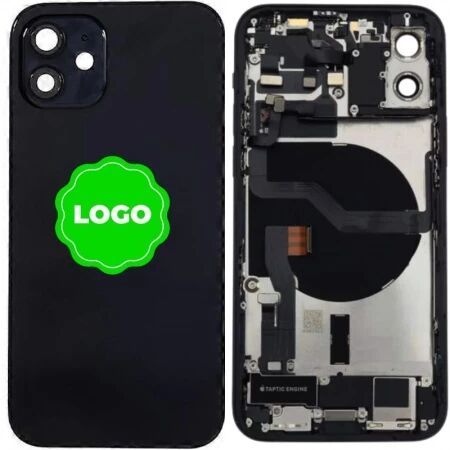 Chassis et face arri&egrave;re compl&egrave;te avec nappes original PULLED iPhone 12 (Grade A) noir