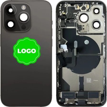 Chassis et face arri&egrave;re compl&egrave;te avec nappes original PULLED iPhone 14 Pro (Grade A) noir