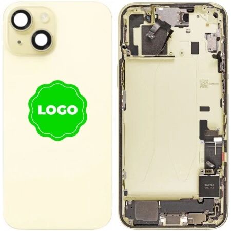 Chassis et face arri&egrave;re compl&egrave;te avec nappes original PULLED iPhone 15 (Grade A) jaune