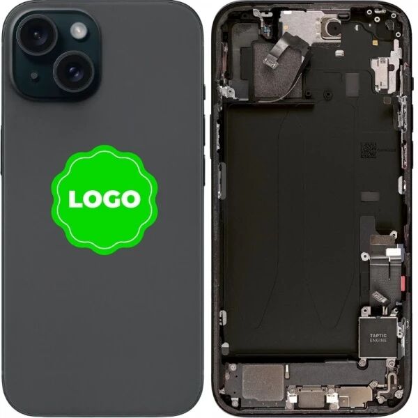 Chassis et face arri�re compl�te avec nappes original PULLED iPhone 15 (Grade A) noir