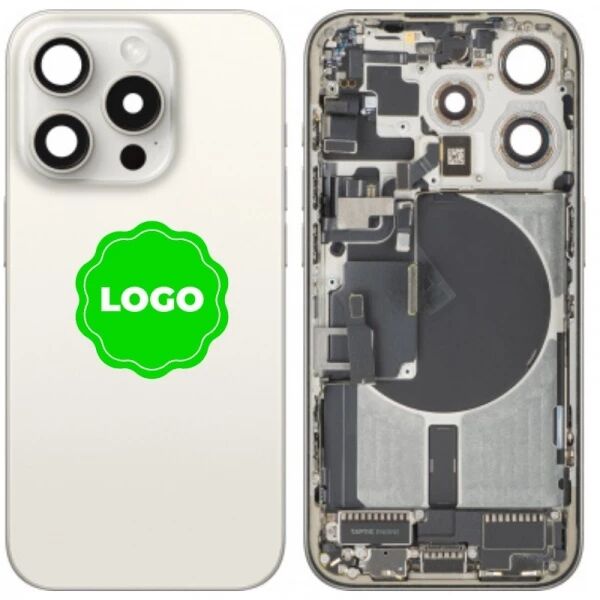 Chassis et face arri�re compl�te avec nappes original PULLED iPhone 15 Pro (Grade A) titane blanc