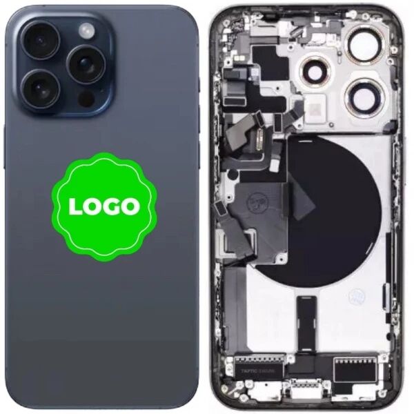 Chassis et face arri�re compl�te avec nappes original PULLED iPhone 15 Pro (Grade A) titane bleu