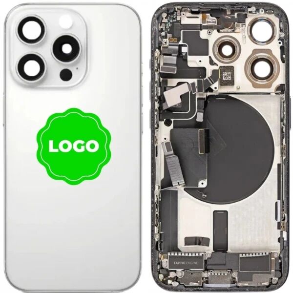 Chassis et face arri�re compl�te avec nappes original PULLED iPhone 15 Pro Max (Grade A) titane blanc