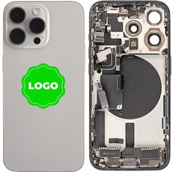 Chassis et face arri�re compl�te avec nappes original PULLED iPhone 15 Pro Max (Grade A) titane naturel