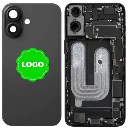 Chassis et face arri&egrave;re compl&egrave;te avec nappes original PULLED iPhone 16 (Grade A) noir