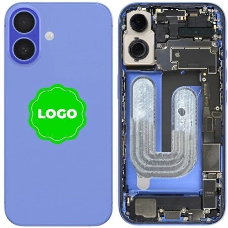 Chassis et face arri&egrave;re compl&egrave;te avec nappes original PULLED iPhone 16 (Grade A) outremer