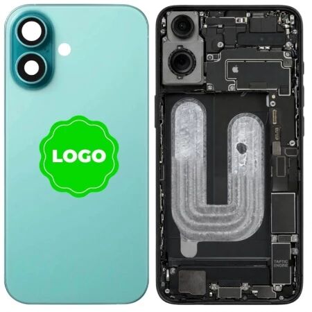 Chassis et face arri&egrave;re compl&egrave;te avec nappes original PULLED iPhone 16 (Grade A) sarcelle