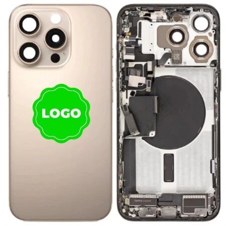 Chassis et face arri&egrave;re compl&egrave;te avec nappes original PULLED iPhone 16 Pro (Grade A) titane sable