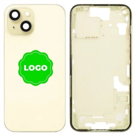 Chassis VIDE et face arri&egrave;re original PULLED iPhone 15 (Grade A) jaune