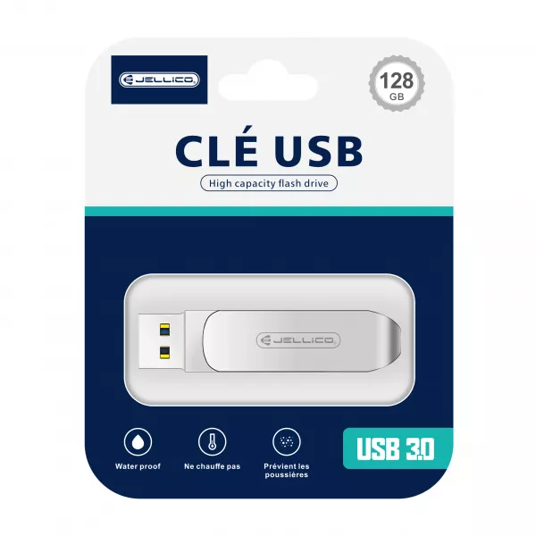 Cl� USB 2 en 1 Type C / USB A JELLICO T07 128go (Boite/ Blister)