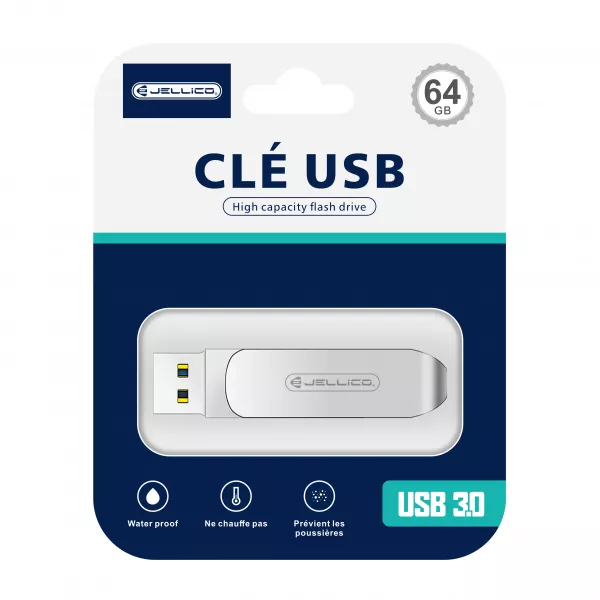 Cl� USB 2 en 1 Type C / USB A JELLICO T07 64go (Boite/ Blister)
