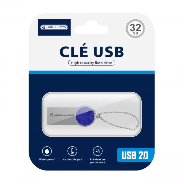 Cl� USB JELLICO V08 32go bleu (Boite/ Blister)