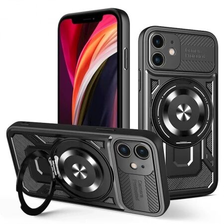Coque ARMOR RING 360&deg; MAG iPhone 12 - iPhone 12 Pro Noir
