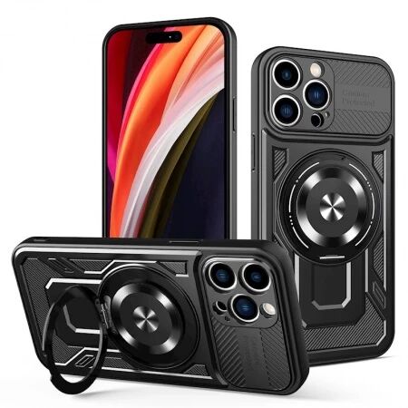 Coque ARMOR RING 360&deg; MAG iPhone 15 Pro Max noir