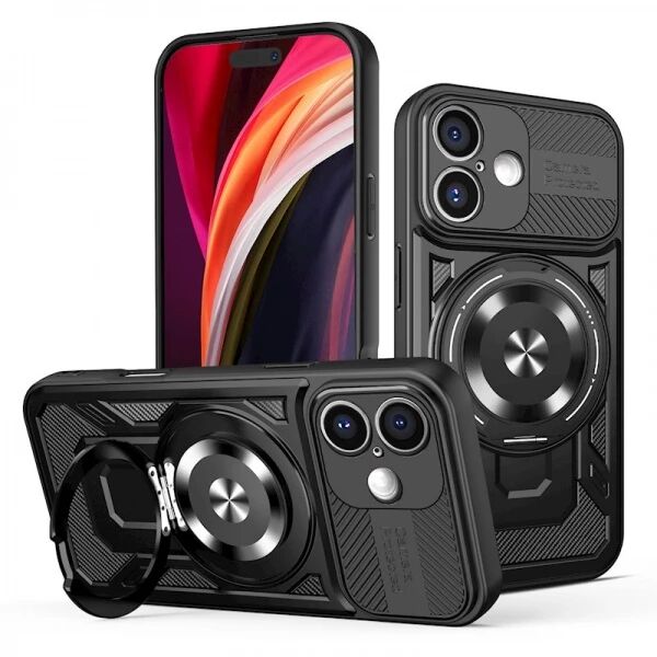 Coque ARMOR RING 360� MAG iPhone 16 Noir