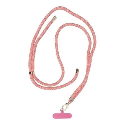 Cordon universel 8mm en nylon 165 cm (boucle poignet 82,5 cm) rose-blanc