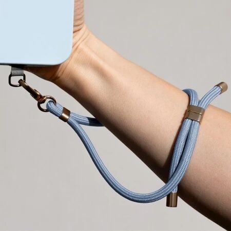 Cordon universel au poignet avec mousqueton bleu clair