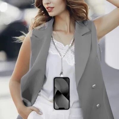 Cordon universel avec perles 74 cm (boucle poignet 37 cm) blanc