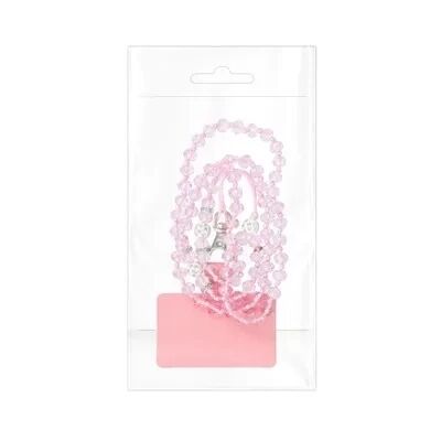 Cordon universel avec perles 74 cm (boucle poignet 37 cm) rose