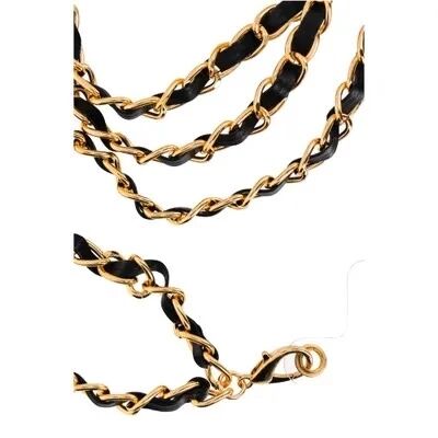 Cordon universel en chaine m&eacute;tallique avec simili cuir 116 cm (boucle poignet 58 cm) noir