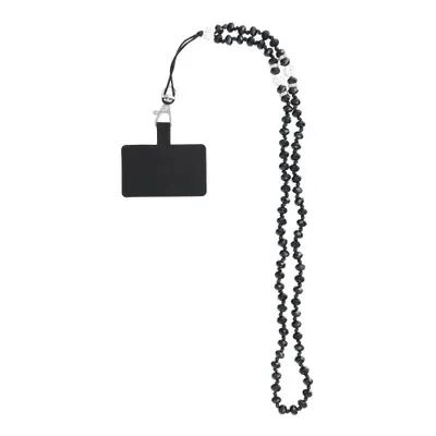 CRYSTAL DIAMOND Phone lanyard, Phone pendant / cord length 74cm (37cm in the loop) / on neck - black