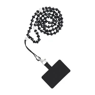 CRYSTAL DIAMOND Phone lanyard, Phone pendant / cord length 74cm (37cm in the loop) / on neck - black