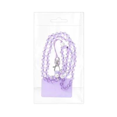 CRYSTAL DIAMOND Phone lanyard, Phone pendant / cord length 74cm (37cm in the loop) / on neck - purple