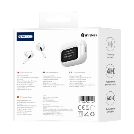 Ecouteurs sans fil bluetooth avec &eacute;cran tactile Airpods Pro 3 JELLICO AirBlue Pro 3 blanc